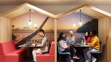 People seating in booth